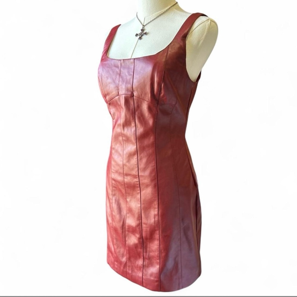 NWT Mustard Seed Burgundy Vegan Leather 90s Bodycon Mini Dress Small